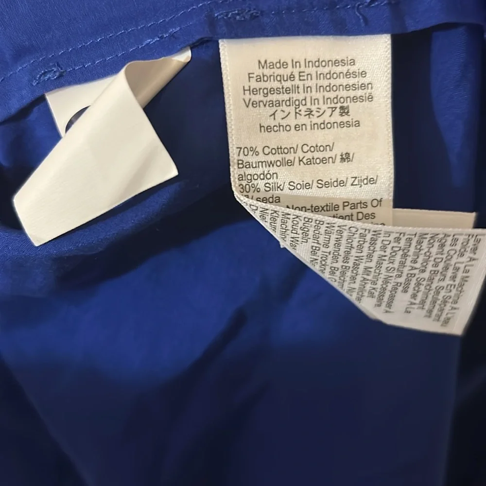 NWT Madewell Shirred Puff-Sleeve Top in Cotton-Silk Voile in Bright Sapphire